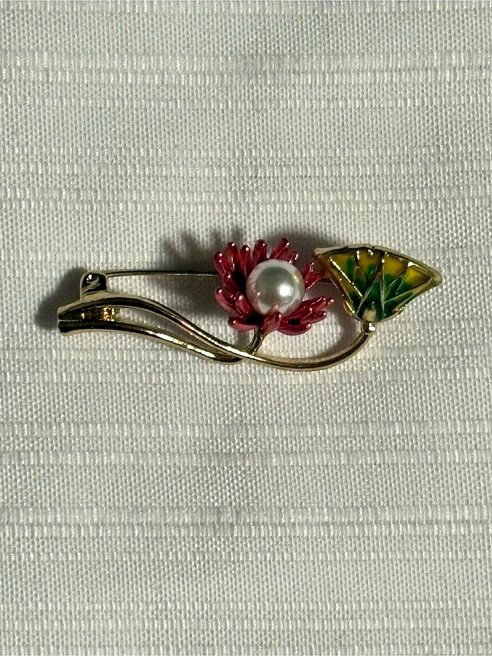 Lotus Brooch with Faux Pearl